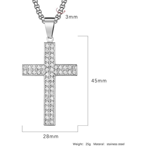 Men Stainless Steel Crucifix Cross Jesus Christ Pendant Necklace - Picture 4 of 9